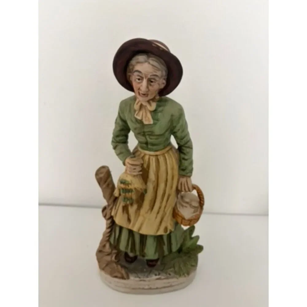 vtg. Ardco porcelain figure of peasant woman with basket